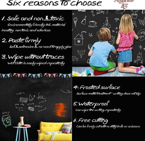 Self - Adhesive School-Board Wall Sticker Roll | Waterproof | FREE Chalks